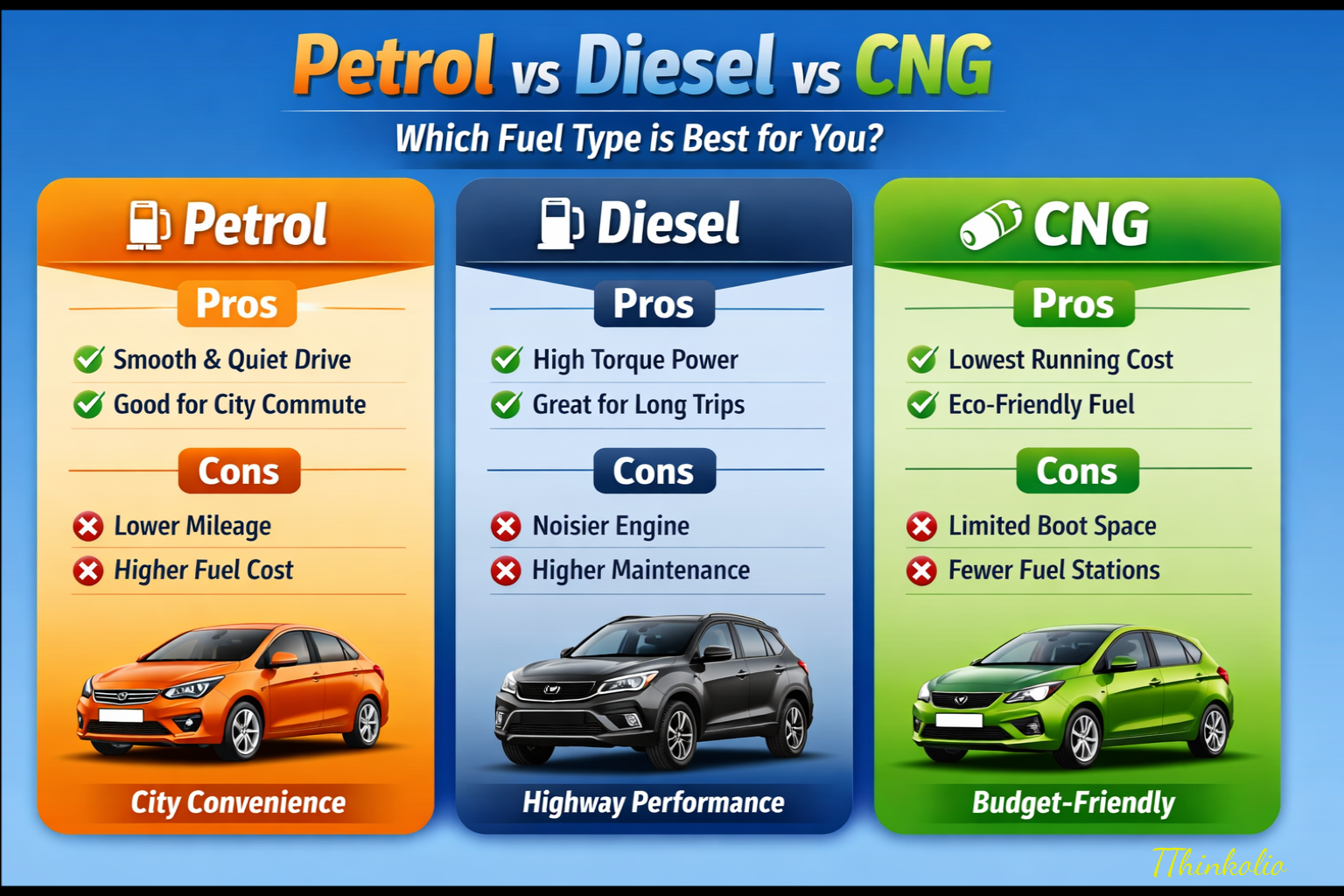 Petrol, Diesel or CNG Car